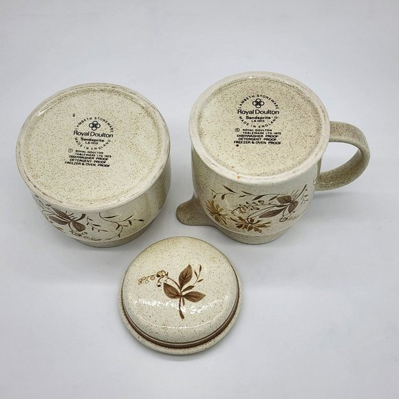Vintage Royal Doulton Sandsprite Creamer Pitcher and Lidded Sugar Bowl - Picture 6 of 7